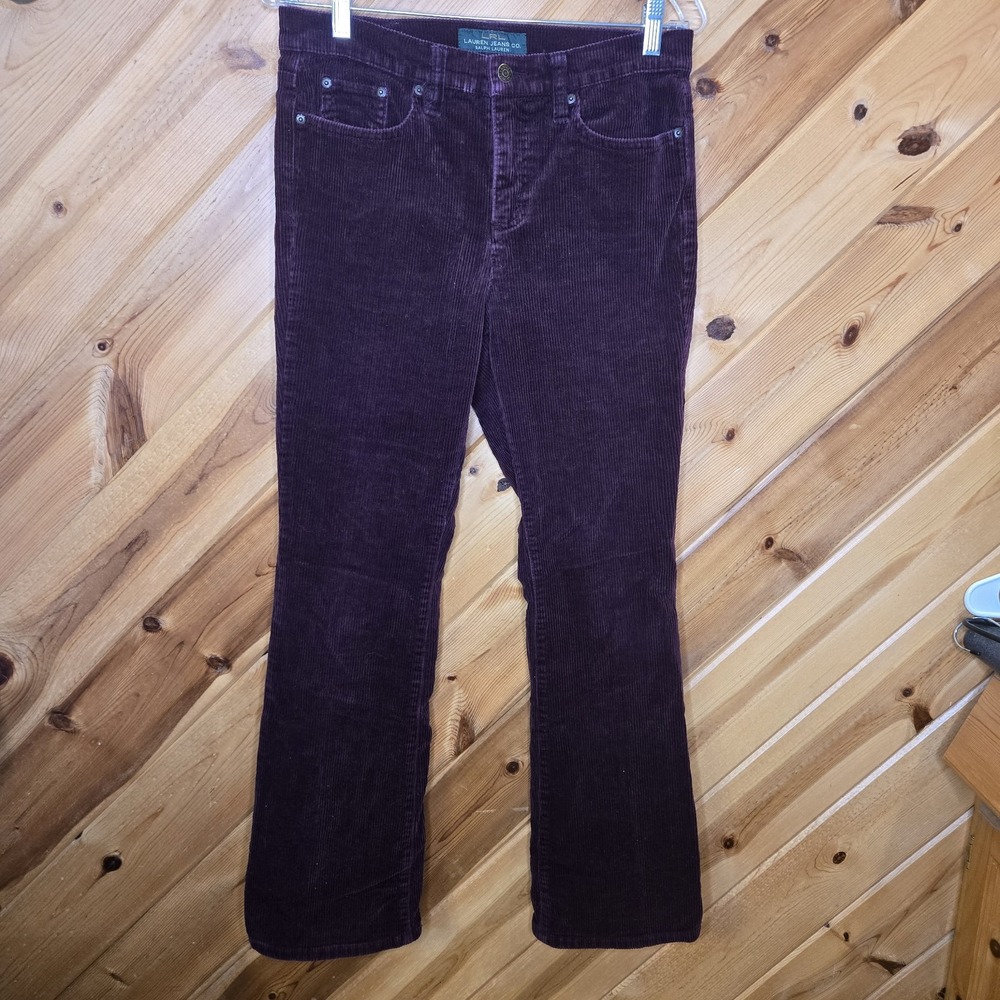 LRL Lauren Jeans Co Women Corduroy Pants 6 Purple Mid Rise Bootcut 90s Y2K